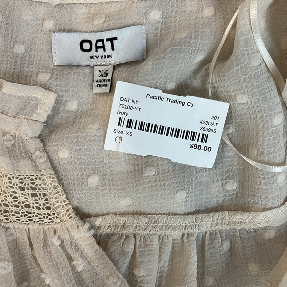 NWT Oat NY Ruffle Neck Blouse Size XS - Picture 8 of 9